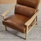 Fauteuil d'appoint moderne Art Leon en cuir et chêne