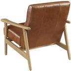 Fauteuil d'appoint moderne Art Leon en cuir et chêne