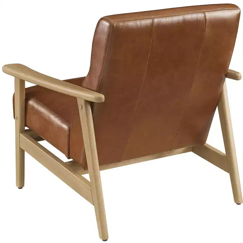Fauteuil d'appoint moderne Art Leon en cuir et chêne