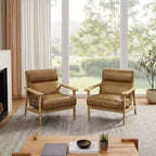 Fauteuil d'appoint moderne Art Leon en cuir et chêne