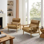 Fauteuil d'appoint moderne Art Leon en cuir et chêne