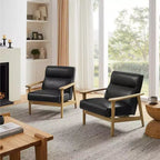 Fauteuil d'appoint moderne Art Leon en cuir et chêne