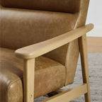 Fauteuil d'appoint moderne Art Leon en cuir et chêne