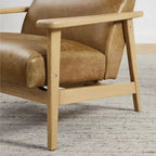 Fauteuil d'appoint moderne Art Leon en cuir et chêne