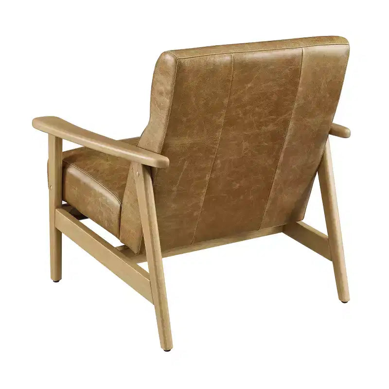 Fauteuil d'appoint moderne Art Leon en cuir et chêne