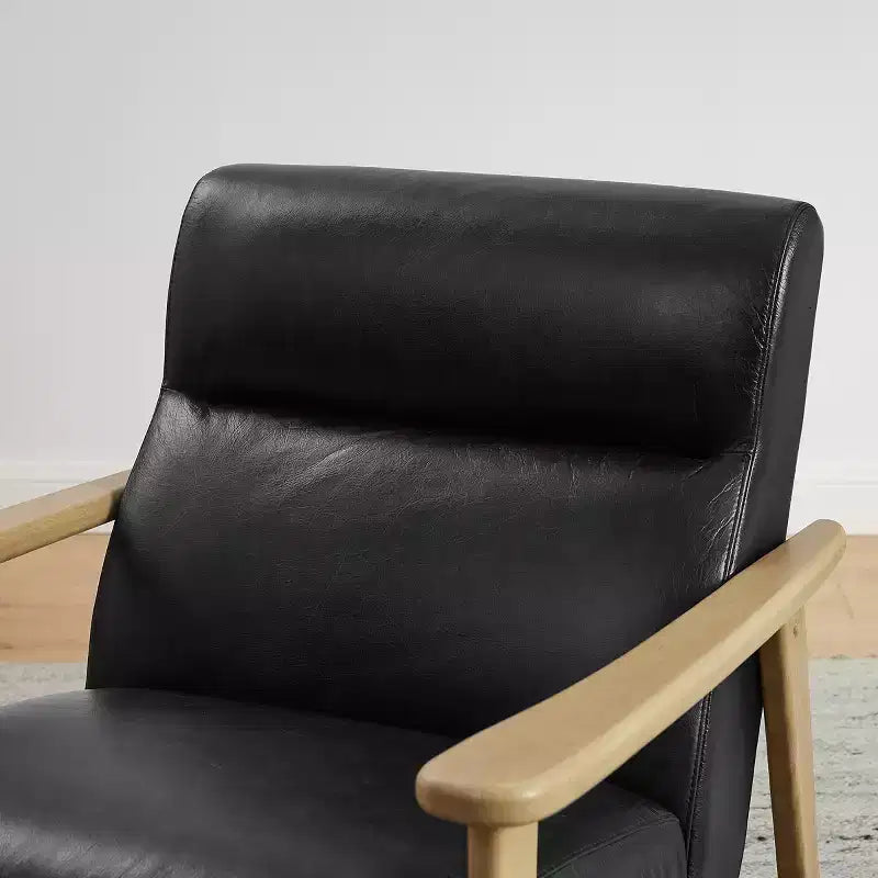 Fauteuil d'appoint moderne Art Leon en cuir et chêne