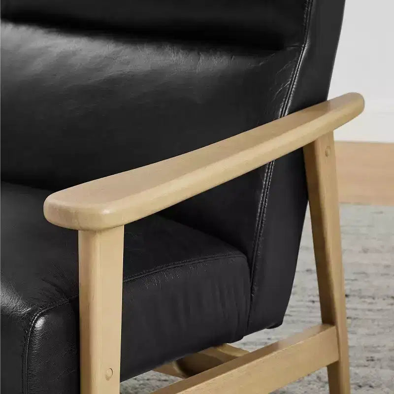 Fauteuil d'appoint moderne Art Leon en cuir et chêne