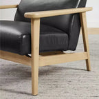 Fauteuil d'appoint moderne Art Leon en cuir et chêne