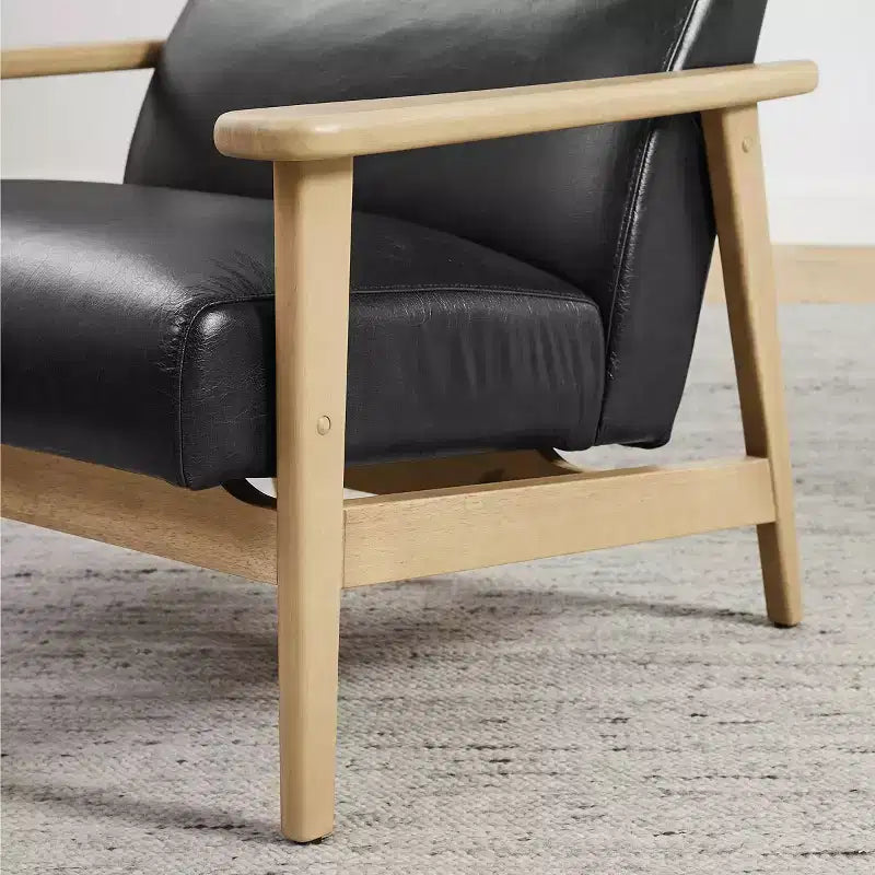 Fauteuil d'appoint moderne Art Leon en cuir et chêne