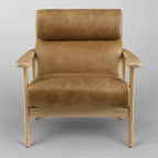 Fauteuil d'appoint moderne Art Leon en cuir et chêne