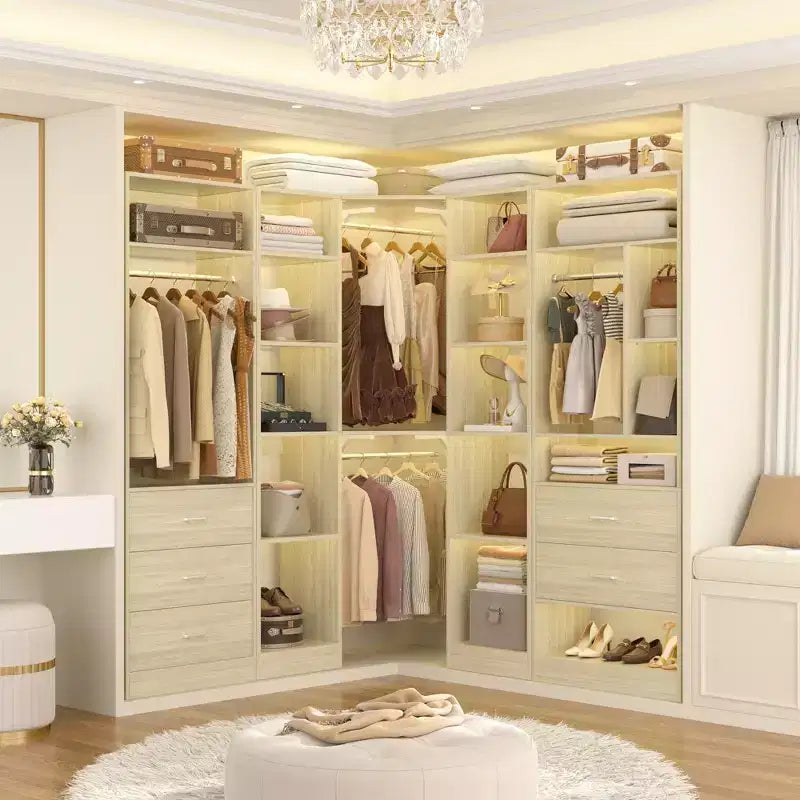 Besiost Freestanding Closet Organizer System with 5 Drawers & 12 Shelves