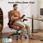 Chaise de bureau de direction en cuir PU, Chaise de bureau ergonomique à dossier haut avec hauteur réglable, Accoudoirs relevables Siège confortable pour le bureau à domicile