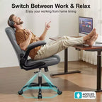 Chaise de bureau de direction en cuir PU, Chaise de bureau ergonomique à dossier haut avec hauteur réglable, Accoudoirs relevables Siège confortable pour le bureau à domicile