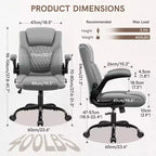 Chaise de bureau de direction en cuir PU, Chaise de bureau ergonomique à dossier haut avec hauteur réglable, Accoudoirs relevables Siège confortable pour le bureau à domicile