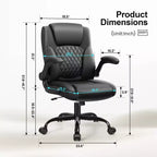 Chaise de bureau de direction en cuir PU, Chaise de bureau ergonomique à dossier haut avec hauteur réglable, Accoudoirs relevables Siège confortable pour le bureau à domicile