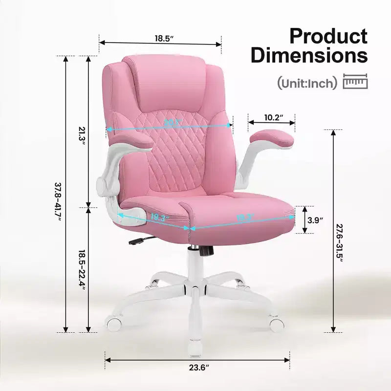 Chaise de bureau de direction en cuir PU, Chaise de bureau ergonomique à dossier haut avec hauteur réglable, Accoudoirs relevables Siège confortable pour le bureau à domicile