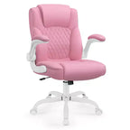 Chaise de bureau de direction en cuir PU, Chaise de bureau ergonomique à dossier haut avec hauteur réglable, Accoudoirs relevables Siège confortable pour le bureau à domicile