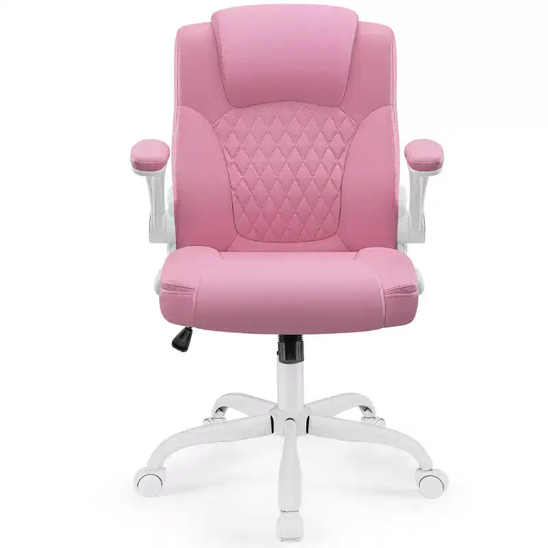 Chaise de bureau de direction en cuir PU, Chaise de bureau ergonomique à dossier haut avec hauteur réglable, Accoudoirs relevables Siège confortable pour le bureau à domicile