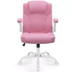 Chaise de bureau de direction en cuir PU, Chaise de bureau ergonomique à dossier haut avec hauteur réglable, Accoudoirs relevables Siège confortable pour le bureau à domicile