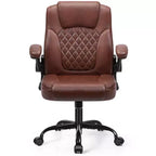 Chaise de bureau de direction en cuir PU, Chaise de bureau ergonomique à dossier haut avec hauteur réglable, Accoudoirs relevables Siège confortable pour le bureau à domicile