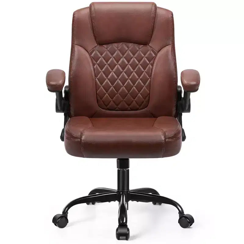 Chaise de bureau de direction en cuir PU, Chaise de bureau ergonomique à dossier haut avec hauteur réglable, Accoudoirs relevables Siège confortable pour le bureau à domicile