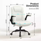 Chaise de bureau de direction en cuir PU, Chaise de bureau ergonomique à dossier haut avec hauteur réglable, Accoudoirs relevables Siège confortable pour le bureau à domicile