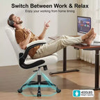 Chaise de bureau de direction en cuir PU, Chaise de bureau ergonomique à dossier haut avec hauteur réglable, Accoudoirs relevables Siège confortable pour le bureau à domicile