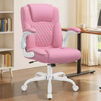 Chaise de bureau de direction en cuir PU, Chaise de bureau ergonomique à dossier haut avec hauteur réglable, Accoudoirs relevables Siège confortable pour le bureau à domicile