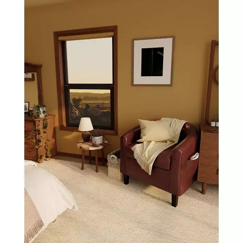 Fauteuils d'appoint en similicuir, fauteuils club baril avec assise moelleuse pour salon, chambre, salle de lecture, salle d'attente