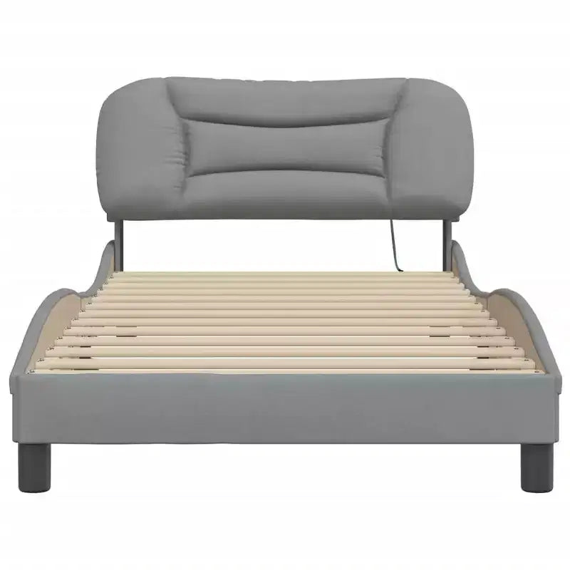 vidaXL Cadre de lit avec Lumières LED Base Courbée Meuble de Chambre à Coucher en Tissu