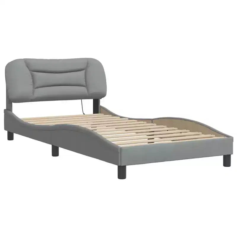 vidaXL Cadre de lit avec Lumières LED Base Courbée Meuble de Chambre à Coucher en Tissu