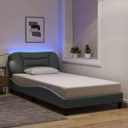 vidaXL Cadre de lit avec Lumières LED Base Courbée Meuble de Chambre à Coucher en Tissu