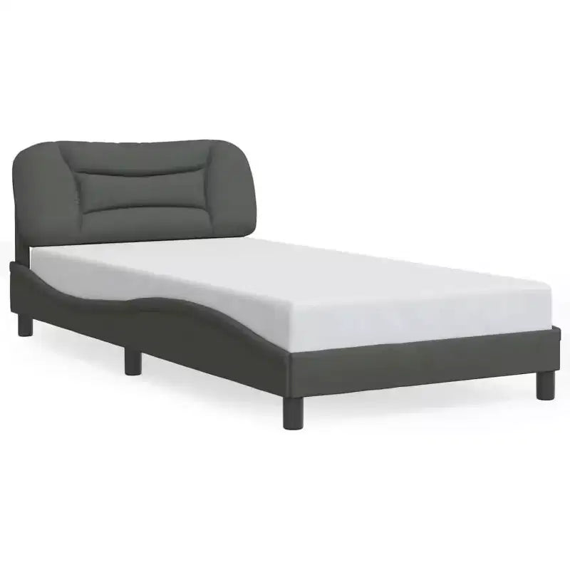 vidaXL Cadre de lit avec Lumières LED Base Courbée Meuble de Chambre à Coucher en Tissu