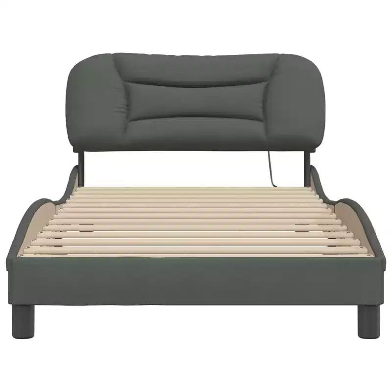 vidaXL Cadre de lit avec Lumières LED Base Courbée Meuble de Chambre à Coucher en Tissu