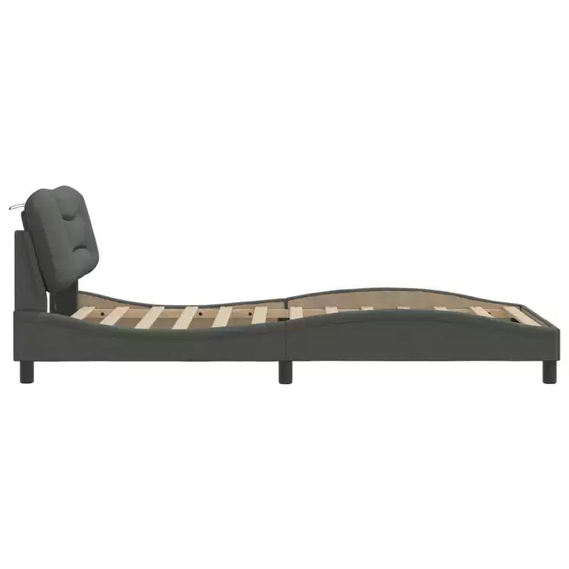 vidaXL Cadre de lit avec Lumières LED Base Courbée Meuble de Chambre à Coucher en Tissu