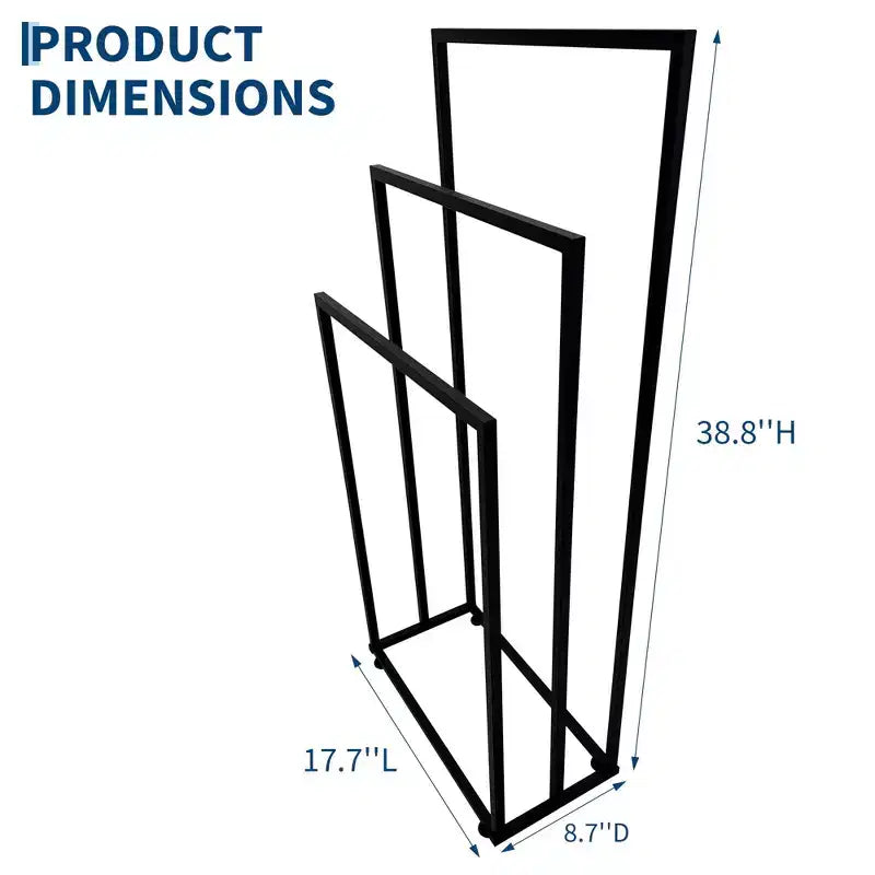 Séchoir à serviettes autoportant de 96,5 cm, porte-serviettes à 3 niveaux, séchoir et présentoir à couvertures en acier pour salle de bain, chambre, spa, piscine