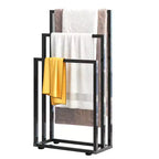 Séchoir à serviettes autoportant de 96,5 cm, porte-serviettes à 3 niveaux, séchoir et présentoir à couvertures en acier pour salle de bain, chambre, spa, piscine
