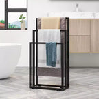 Séchoir à serviettes autoportant de 96,5 cm, porte-serviettes à 3 niveaux, séchoir et présentoir à couvertures en acier pour salle de bain, chambre, spa, piscine