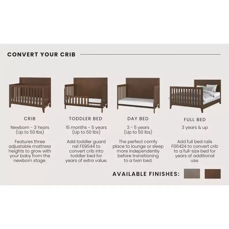 Lit de bébé convertible 4-en-1 Kieran de Child Craft, se transforme en lit de jour, en lit de tout-petit, en grand lit, 3 positions de matelas, finition sécuritaire pour bébé