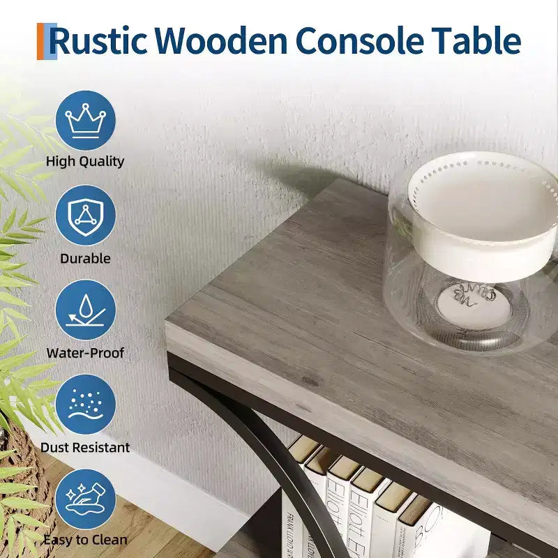 Console de couloir Acekool Grain, Table de canapé mince à 3 niveaux avec pieds géométriques pour entrée ou derrière le canapé