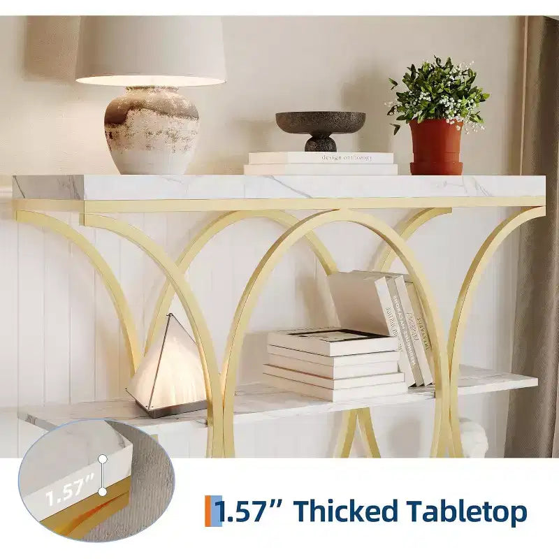 Console de couloir Acekool Grain, Table de canapé mince à 3 niveaux avec pieds géométriques pour entrée ou derrière le canapé