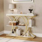 Console de couloir Acekool Grain, Table de canapé mince à 3 niveaux avec pieds géométriques pour entrée ou derrière le canapé