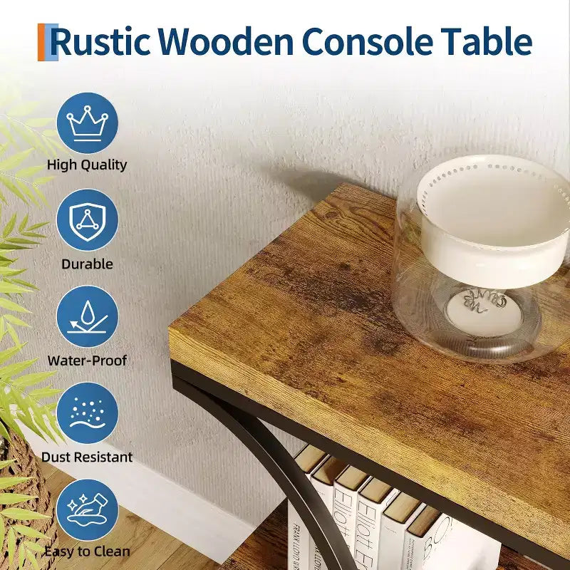Console de couloir Acekool Grain, Table de canapé mince à 3 niveaux avec pieds géométriques pour entrée ou derrière le canapé