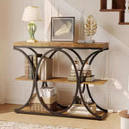 Console de couloir Acekool Grain, Table de canapé mince à 3 niveaux avec pieds géométriques pour entrée ou derrière le canapé
