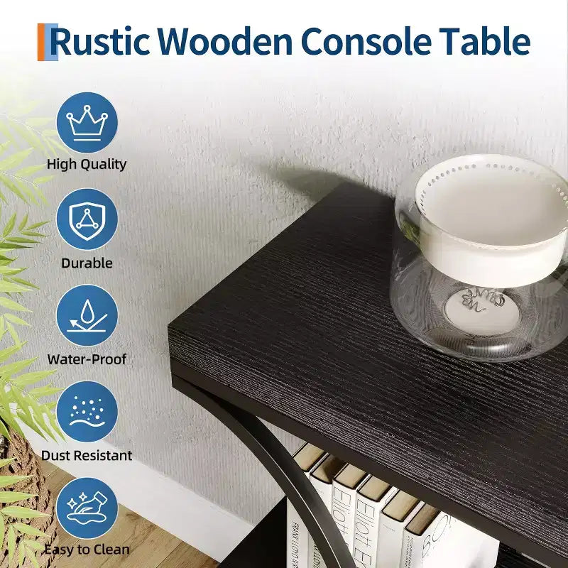 Console de couloir Acekool Grain, Table de canapé mince à 3 niveaux avec pieds géométriques pour entrée ou derrière le canapé