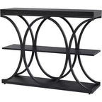Acekool Grain Console Table, Slim 3-Tier Sofa Table with Geometric Legs for Entryway or Behind Couch
