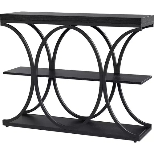 Acekool Grain Console Table, Slim 3-Tier Sofa Table with Geometric Legs for Entryway or Behind Couch