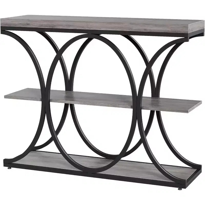 Console de couloir Acekool Grain, Table de canapé mince à 3 niveaux avec pieds géométriques pour entrée ou derrière le canapé