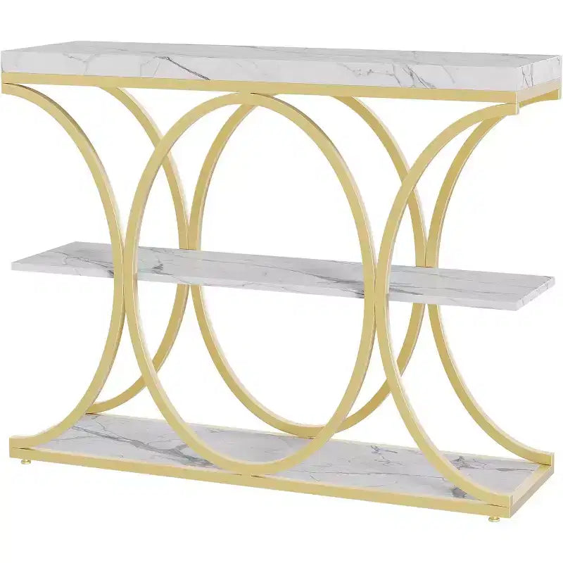 Console de couloir Acekool Grain, Table de canapé mince à 3 niveaux avec pieds géométriques pour entrée ou derrière le canapé