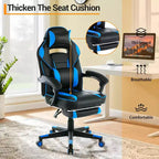 Chaise de jeu ergonomique Acekool pour adultes, cuir PU, massage lombaire, repose-pieds, réglable, pour bureau ou jeu